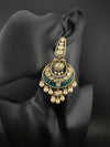Green and Gold, pacchi Kundan, Pearls Chandelier Long Earrings, Bridal, Moissanite, CZ, Designer jewelry