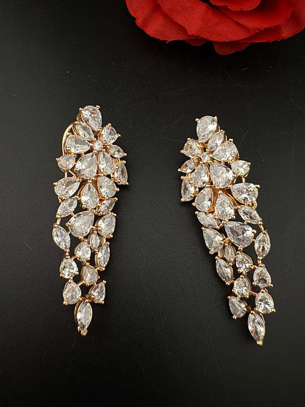 Premium Cubic Zirconia Chandelier Long earrings is designer Inspired, Statement Long earring, Bridal, Party, Wedding jewelry, Shiny