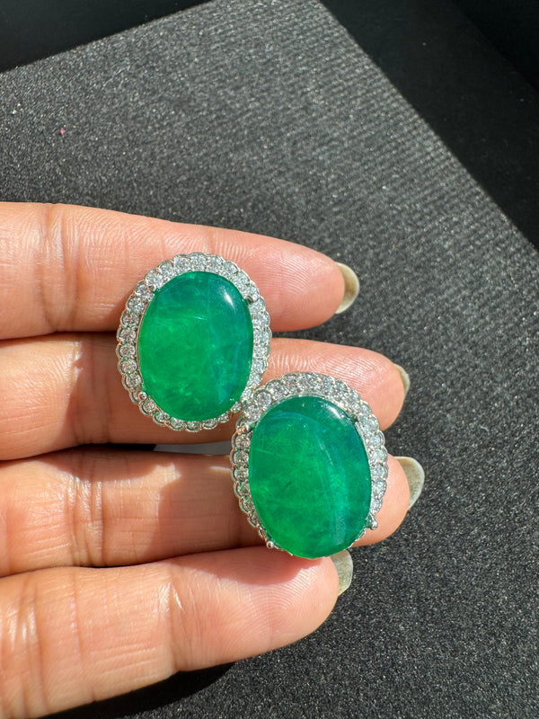 Cubic Zirconia, American Diamond,Doublet stone studs earrings, Indian Jewelry