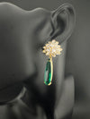 Cubic Zirconia, Diamond, Crystal stone, Gold Polish Designer inspired Dangle earrings, Indian Jewelry