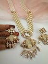 Kundan, Moissanite, MOP, CZ, Pearls Long Gold Choker necklace set, Indian Rani haar
