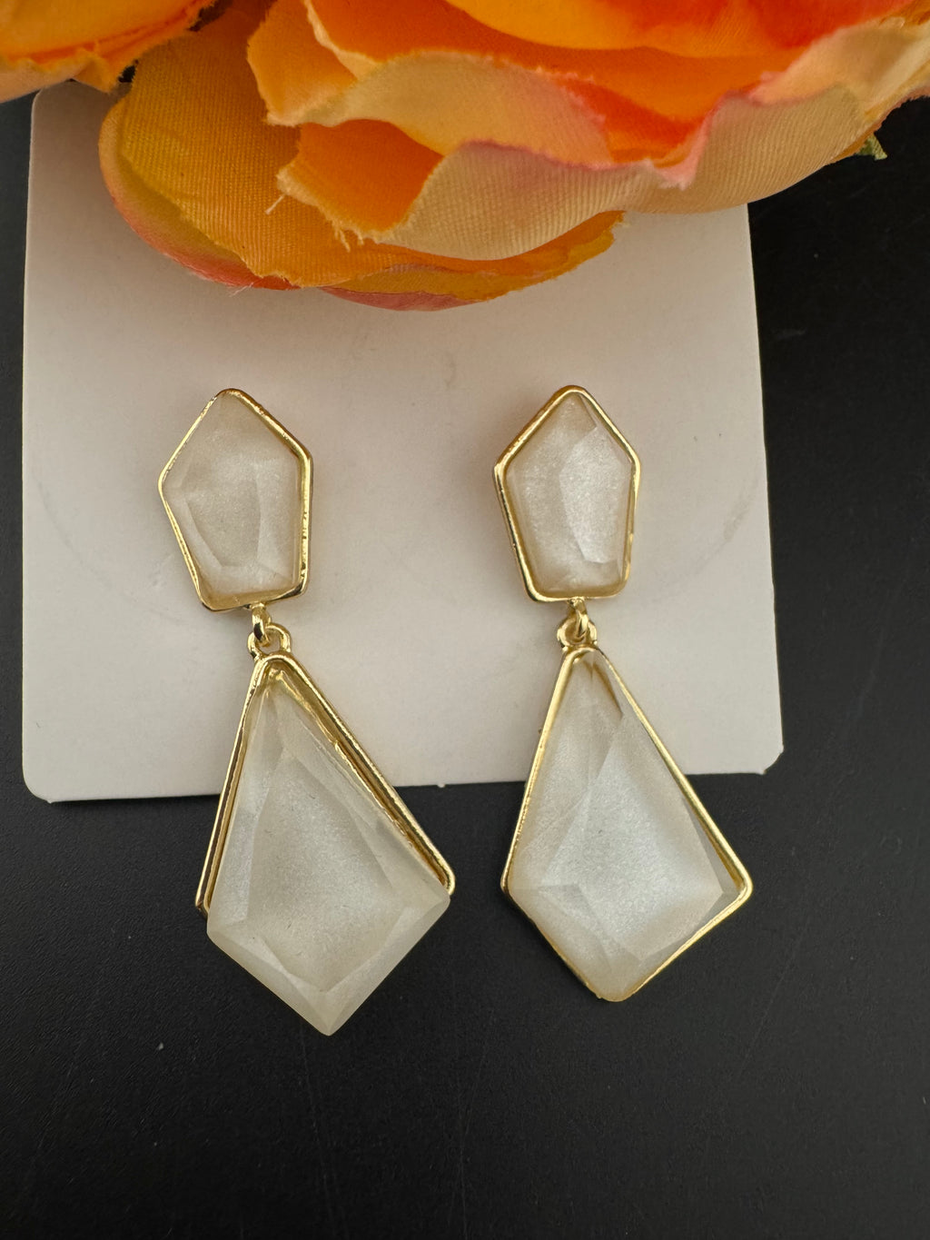 High Quality Premium Enamel and gold Designer Drop Earrings
