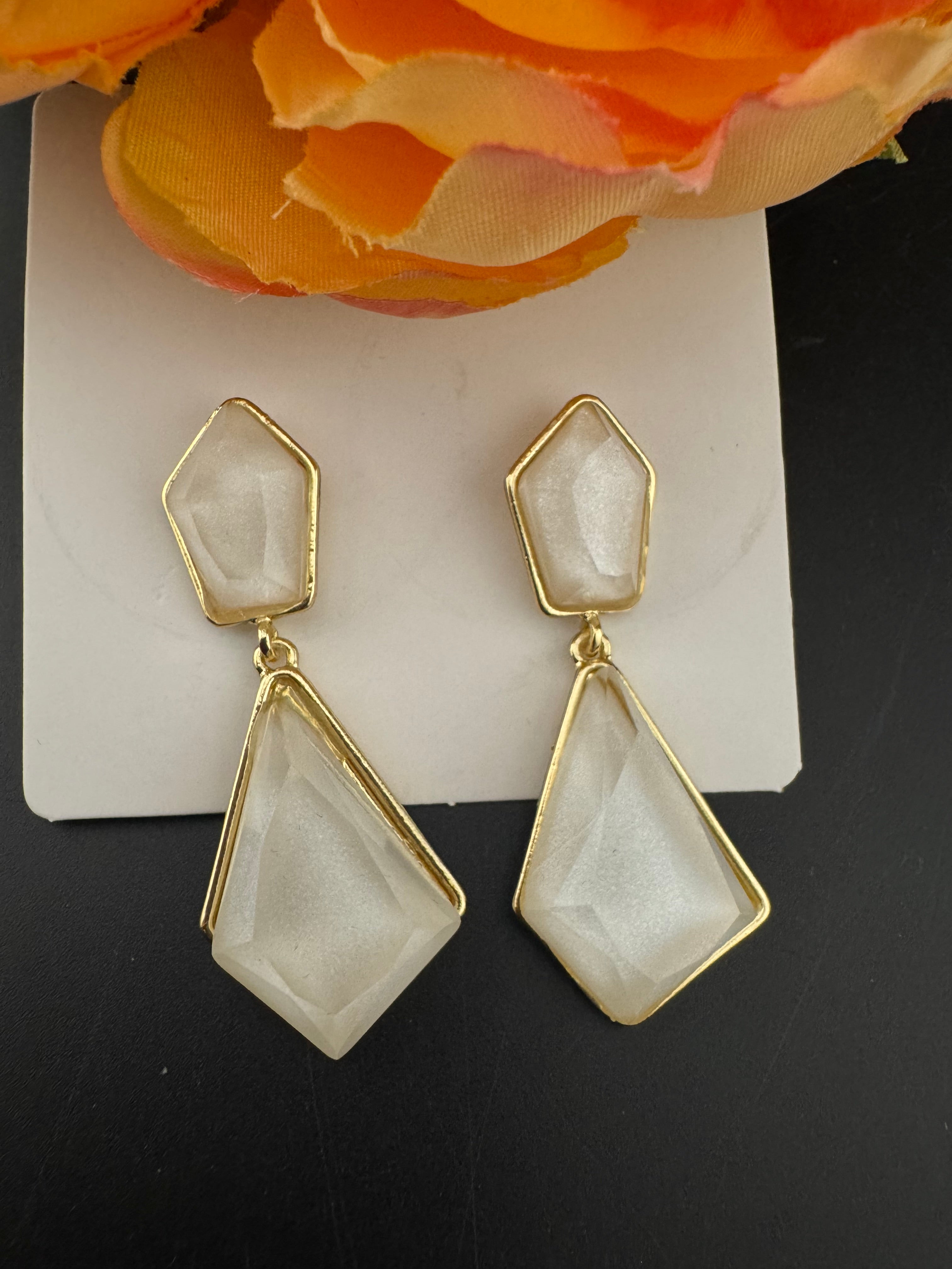 High Quality Premium Enamel and gold Designer Drop Earrings