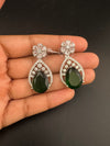Cubic Zirconia, Diamond, stone, Silver Polish Designer inspired Dangle Drop earrings, Indian Jewelry