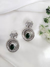 Cubic Zirconia, Diamond, stone, Silver Polish Designer inspired Dangle Drop earrings, Indian Jewelry