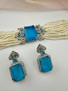 Small Pearls, CZ, Doublet Stones Choker necklace set, Indian Bridal Jewelry, chic set