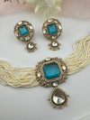 Hydro beads, CZ, Doublet Stones Choker necklace set, Indian Bridal Jewelry, chic set