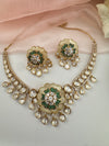 Kundan, Moissanite, MOP, CZ Flexible Gold necklace set, Indian Bridal Jewelry