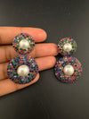 Cubic Zirconia, Diamond nano setting, pearls, Victorian Dangle earrings, Indian Jewelry