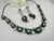 Nano Setting CZ Diamond Statement Green Necklace Set, White Gold Plated Choker, nature inspired