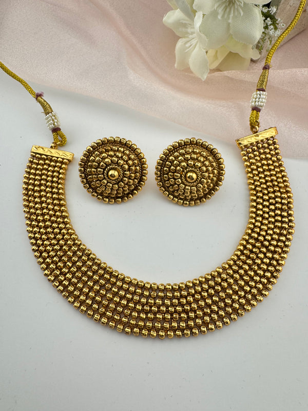 Gold plated brass contemporary necklace set, Indian Bridal Jewelry set
