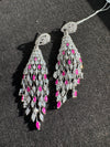 Swarovski inspired Crystal, cubic zirconia, diamonddangle long earrings, Indian Jewelry