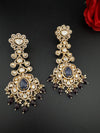 White and Gold Kundan, Pearls Chandelier Long Earrings, Bridal, Moissanite, CZ, Designer jewelry