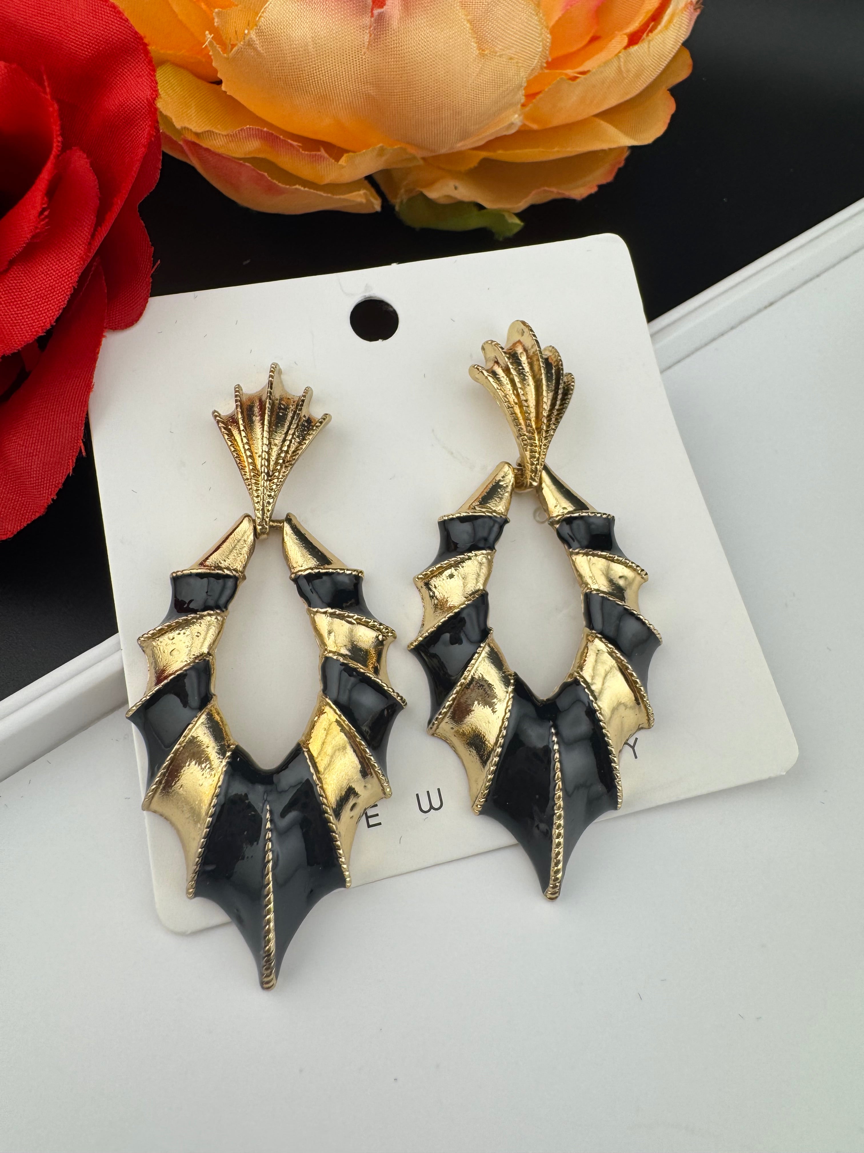 High Quality Premium Enamel and gold Designer Drop Earrings