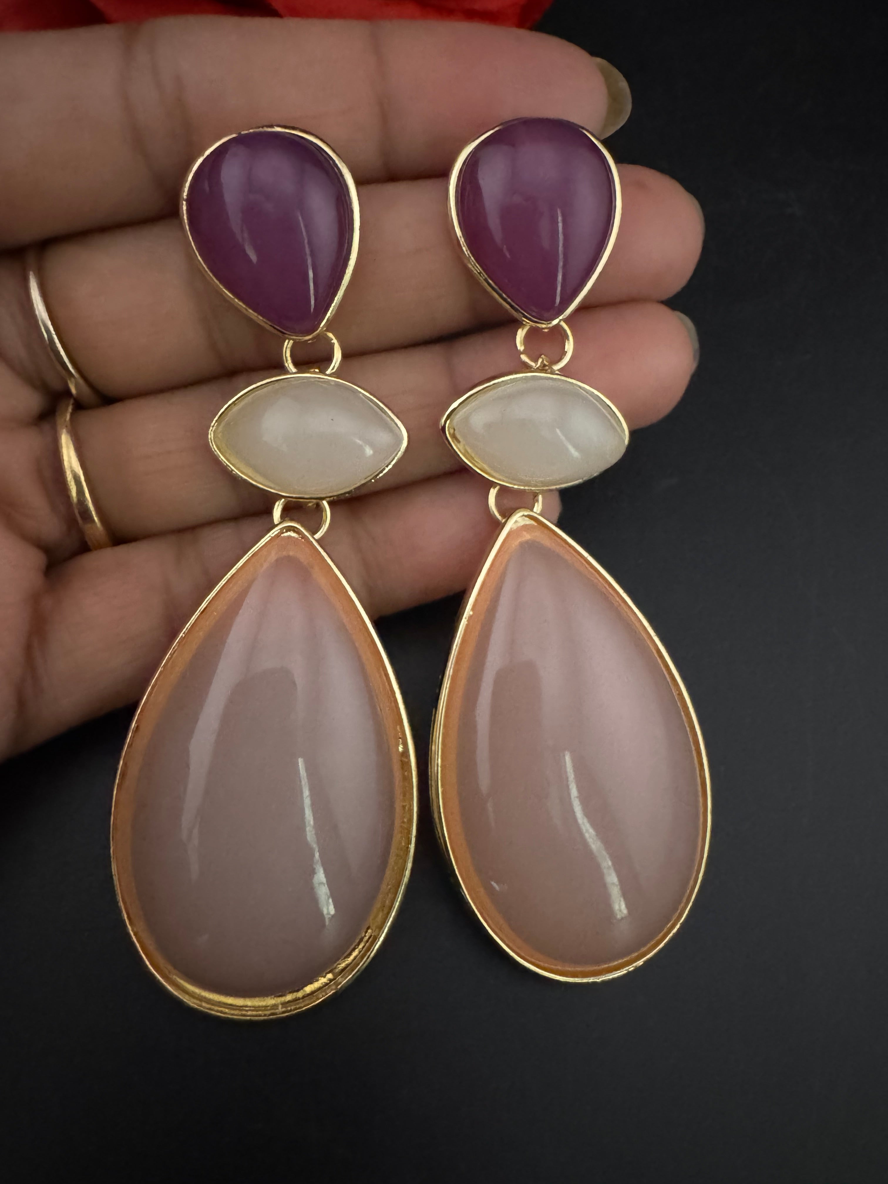 Premium High Quality long drop earrings, lightweight Brass and Acrylic material Earrings for party wear/Bridesmaid gift