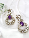 Gold with Doublet stone, kundan, cubic zirconia chandbali Drop Long earrings, Indian Jewelry