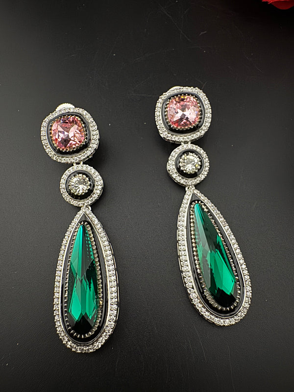 Premium cubic zirconia Crystal Long Drop Swarovski inspired designer Dangle Earrings/Indian earring/Bridal, Bridesmaid Gift