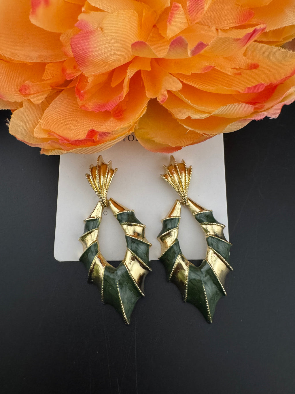 High Quality Premium Enamel and gold Designer Drop Earrings