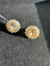 Gold Polish Crystal Stone Stud Earrings, Cubic Zirconia, AD, CZ, Indian Jewelry