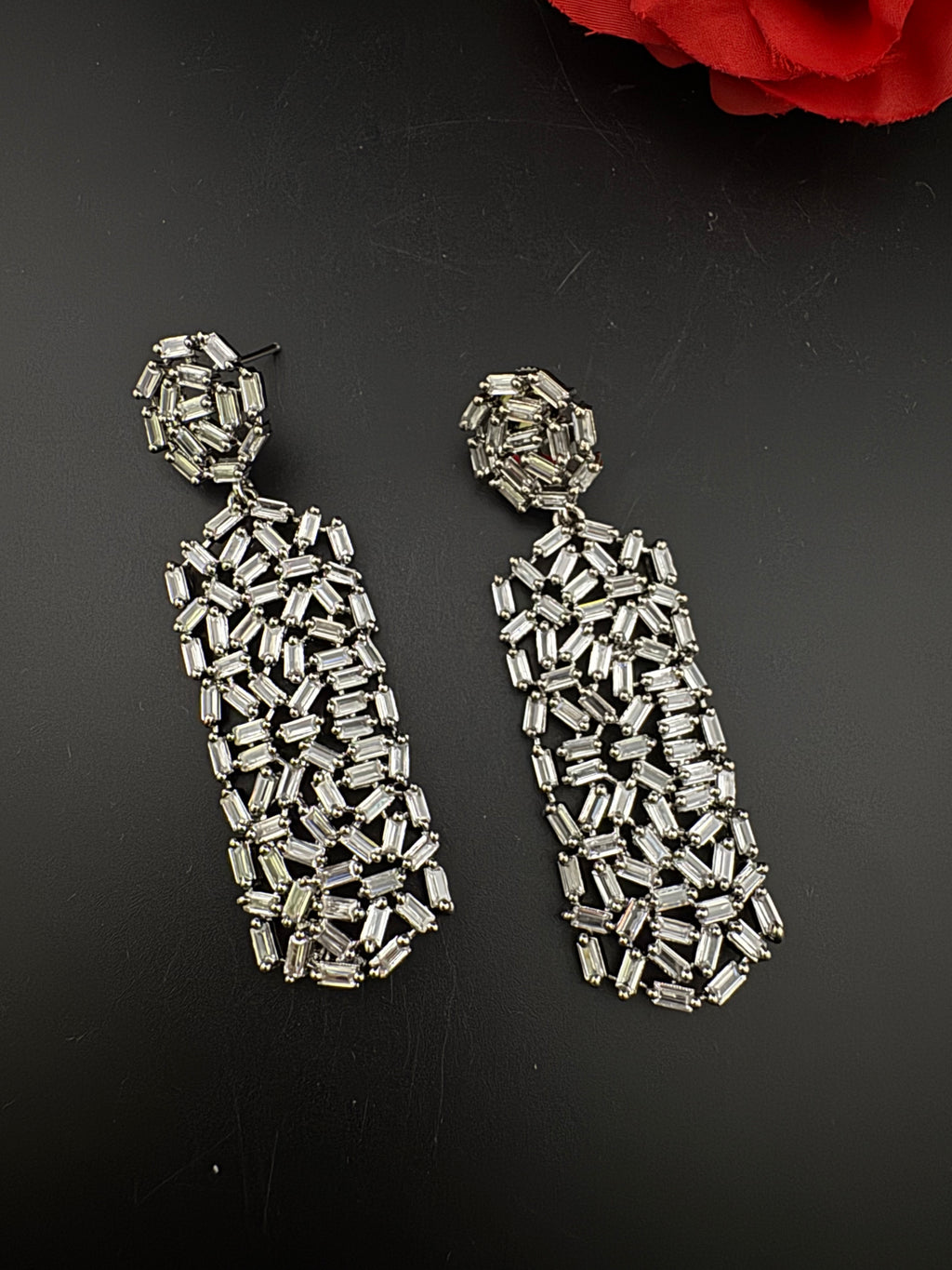 Premium Cubic Zirconia Chandelier Long earrings is designer Inspired, Statement Long earring, Bridal, Party, Wedding jewelry, Shiny