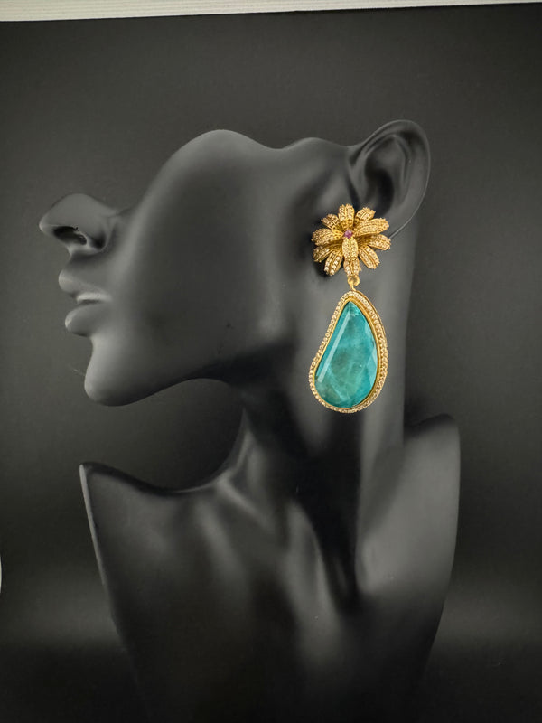 CZ and Gold, Doublet Stone Chandelier Drop Earrings, Bridal, Designer jewelry