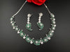 Nano Setting CZ Diamond Statement Green Necklace Set, White Gold Plated Choker, nature inspired