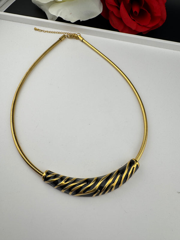 Premium Quality Contemporary NECKLACE ONLY/Black Gold necklace/Designer inspired/Indian jewelry/Sleek Necklace/everyday wear/handmade