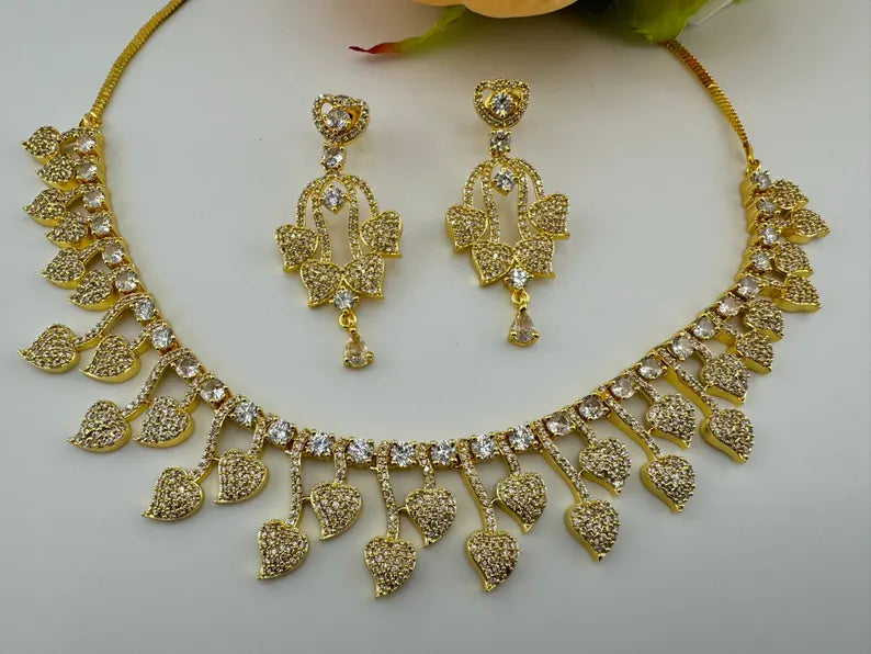 Premium Quality American Diamond, Cubic Zirconia Gold Necklace set