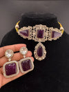 Premium Moissanite Kundan, CZ, Doublet stones Designer Choker necklace