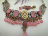 Premium fusion Choker Necklace set with HQ Moissanite kundan, onyx beads and carved stone