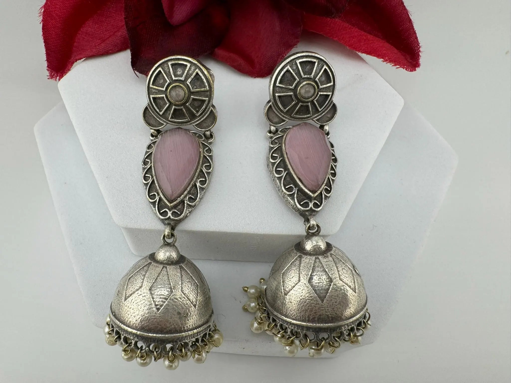 Oxidized German silver long jhumka earrings