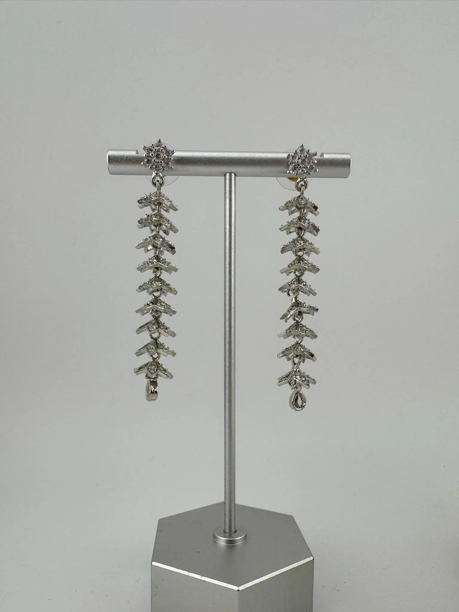 Premium Long Earring in Cubic Zirconia / Set of small jhumkis in long earrings