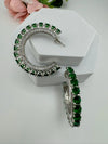 Swarovski inspired Premium Designer Open Hoop Earrings in Emerald Green crystals