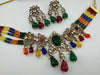 Multicolor Premium Quality Moissanite Uncut Kundan, CZ, carved stones, Onyx beads mala is Designer Choker necklace set with long earrings