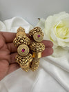 Amrapali inspired Designer Openable bangles in Matt Gold and ruby stones set of 2