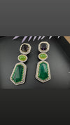 Sabyasachi Inspired designer Premium Purple and Green Victorian long earrings in CZ and pearls details