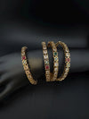 Set of 4 Matt Gold and multicolor stones in Amrapali inspired bangles set