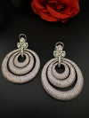 Premium Nano Setting of Cubic Zirconia in silver is designer Inspired Statement Oversized Circular Dangle earring/Bridal/bridesmaid gift