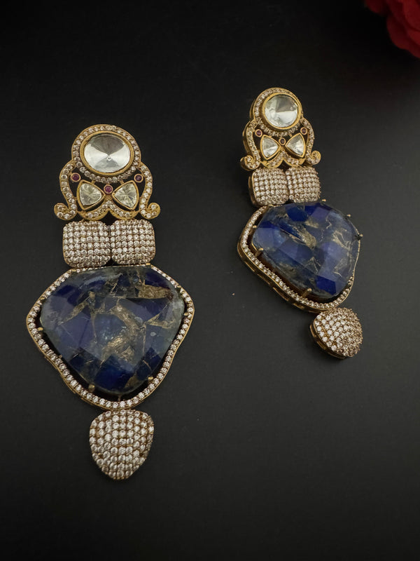 Kundan, CZ, Gold, Marble Stone Chandelier Oversized Long Earrings, Bridal, Moissanite, CZ, Designer jewelry