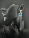Cubic Zirconia, Diamond, stone, Silver Polish Designer inspired Dangle Drop earrings, Indian Jewelry