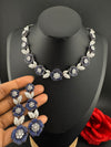 Nano Setting CZ Diamond Statement Necklace Set, White Gold Plated Choker set, nature inspired