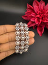Openable Designer bracelet with Pearls, crystal stones, CZ Nano setting, Fits size upto 2.6"