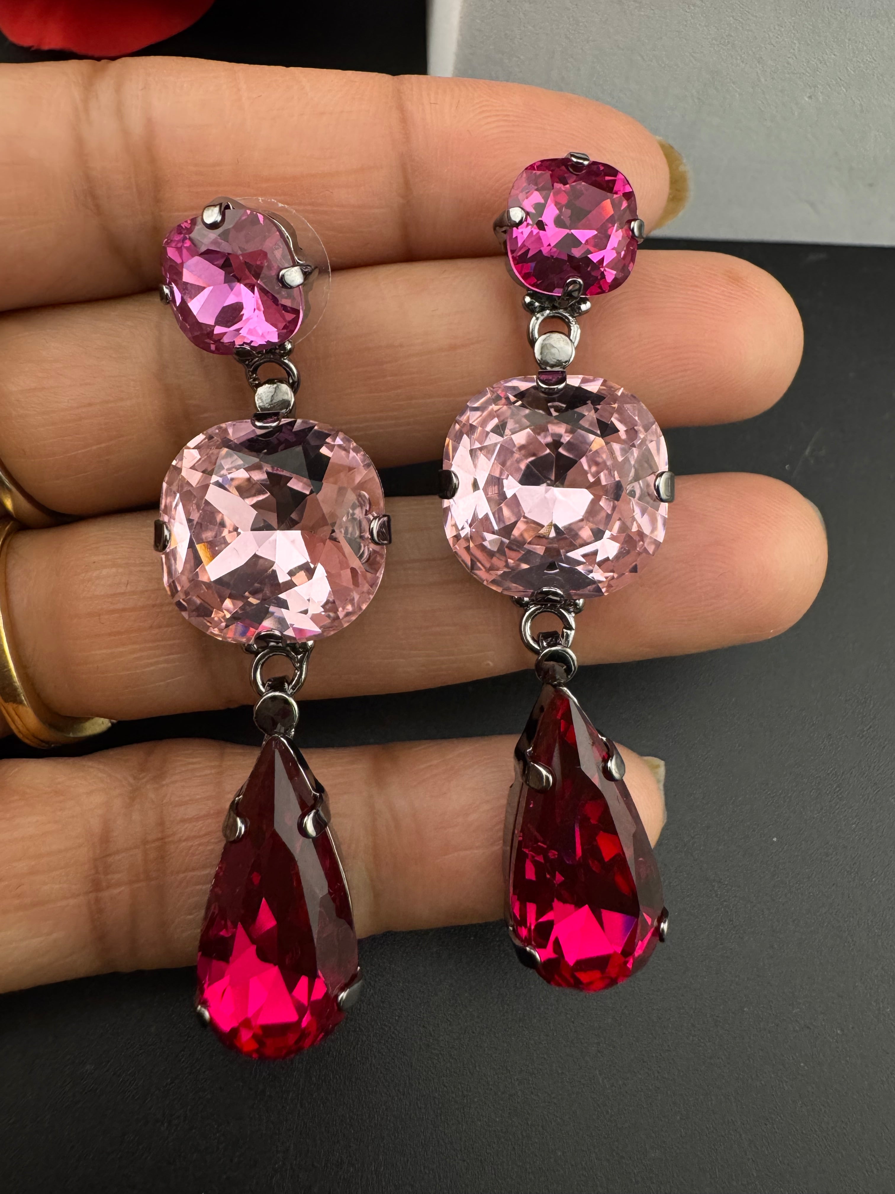 Premium Swarovski Crystal and Cubic Zirconia in long drop is a designer earrings/Swarovski Inspired Bridal Jewelry