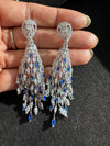 Swarovski inspired Crystal, cubic zirconia, diamonddangle long earrings, Indian Jewelry