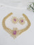 Swarovski Crystals and CZ Diamond star burst Necklace Set, Gold Plated set