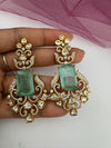 Gold with Doublet stone, kundan, cubic zirconia chandbali Drop earrings, Indian Jewelry