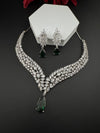 CZ Diamond Statement Necklace Set, White Gold Plated Choker
