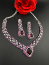 Ruby Nano Setting CZ Diamond Statement collar Necklace Set, White Gold Plated Choker