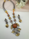 Amrapali inspired, oxidized, CZ, Stone Fusion Long necklace set, Rani haar, everyday wear jewelry