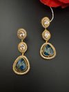 Kundan, CZ, Gold, Marble Stone Long Earrings, Bridal, Moissanite, CZ, Designer jewelry